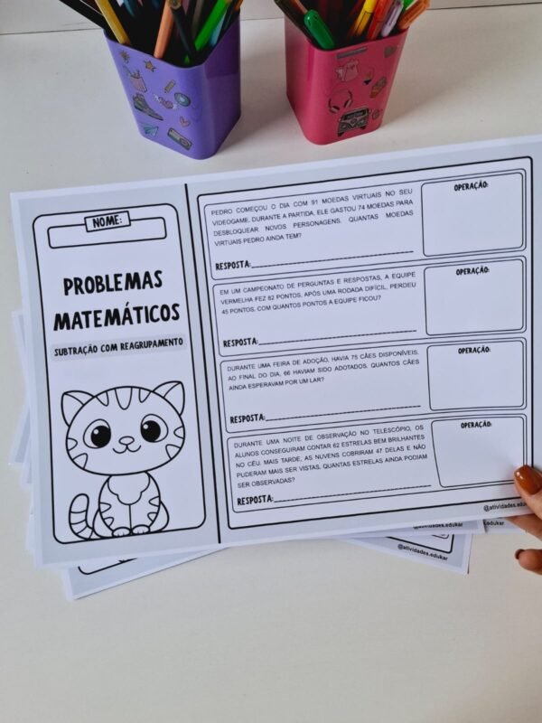 Folhetinhos de problemas matemáticos (adição e subtração) - Imagem 2