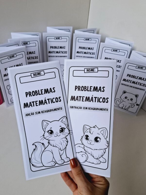 Folhetinhos de problemas matemáticos (adição e subtração)