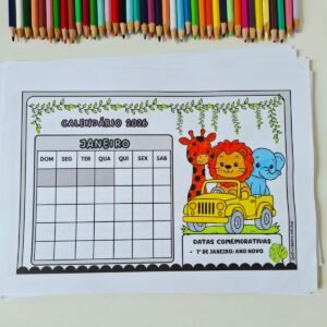 Calendário para Caderno 2026 SAFARI