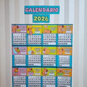 Calendário mensal Colorido - Capivara