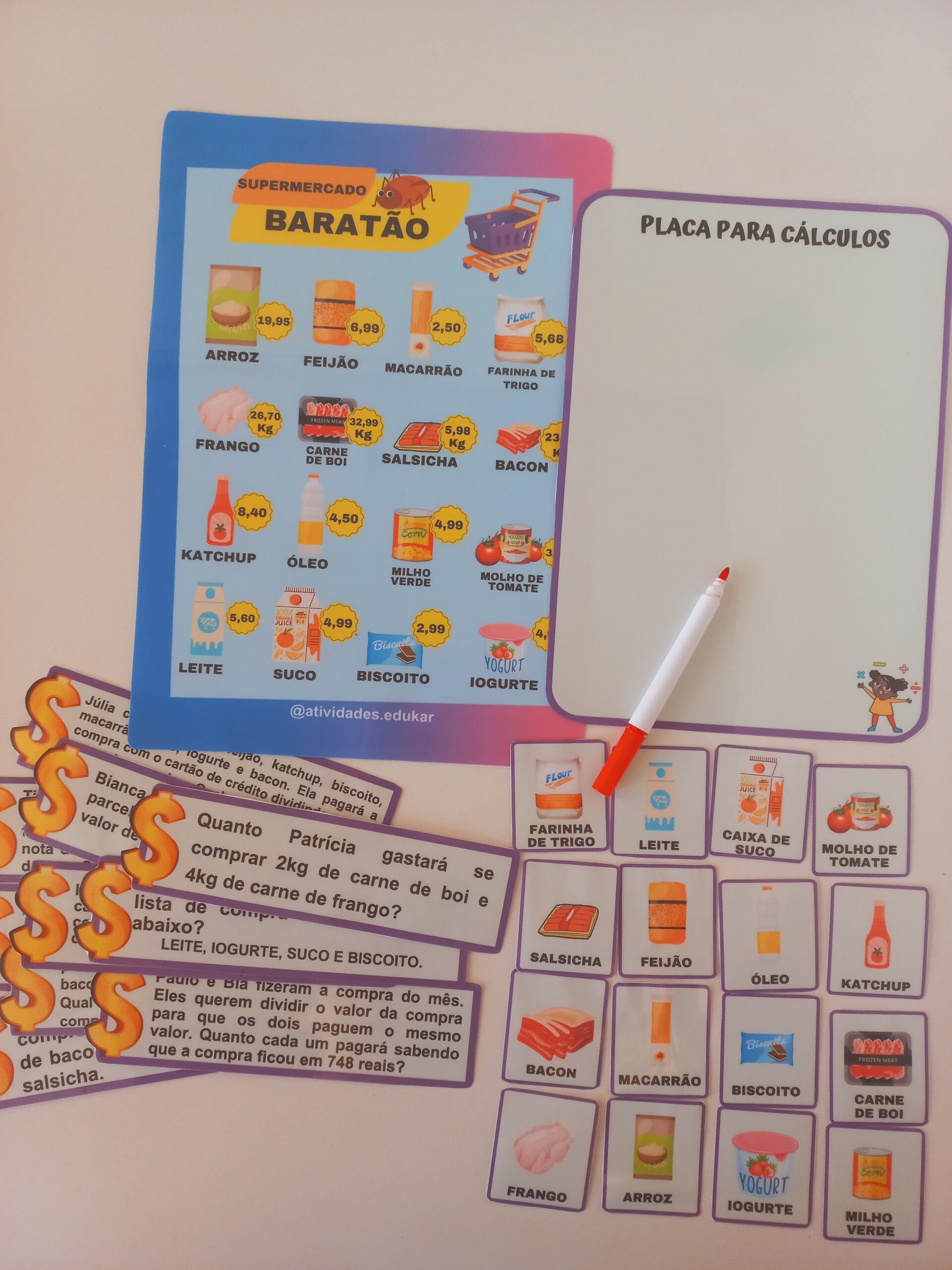SUPERMERCADO BARATÃO (operações de ADIÇÃO, SUBTRAÇÃO, MULTIPLICAÇÃO E DIVISÃO com reserva.)