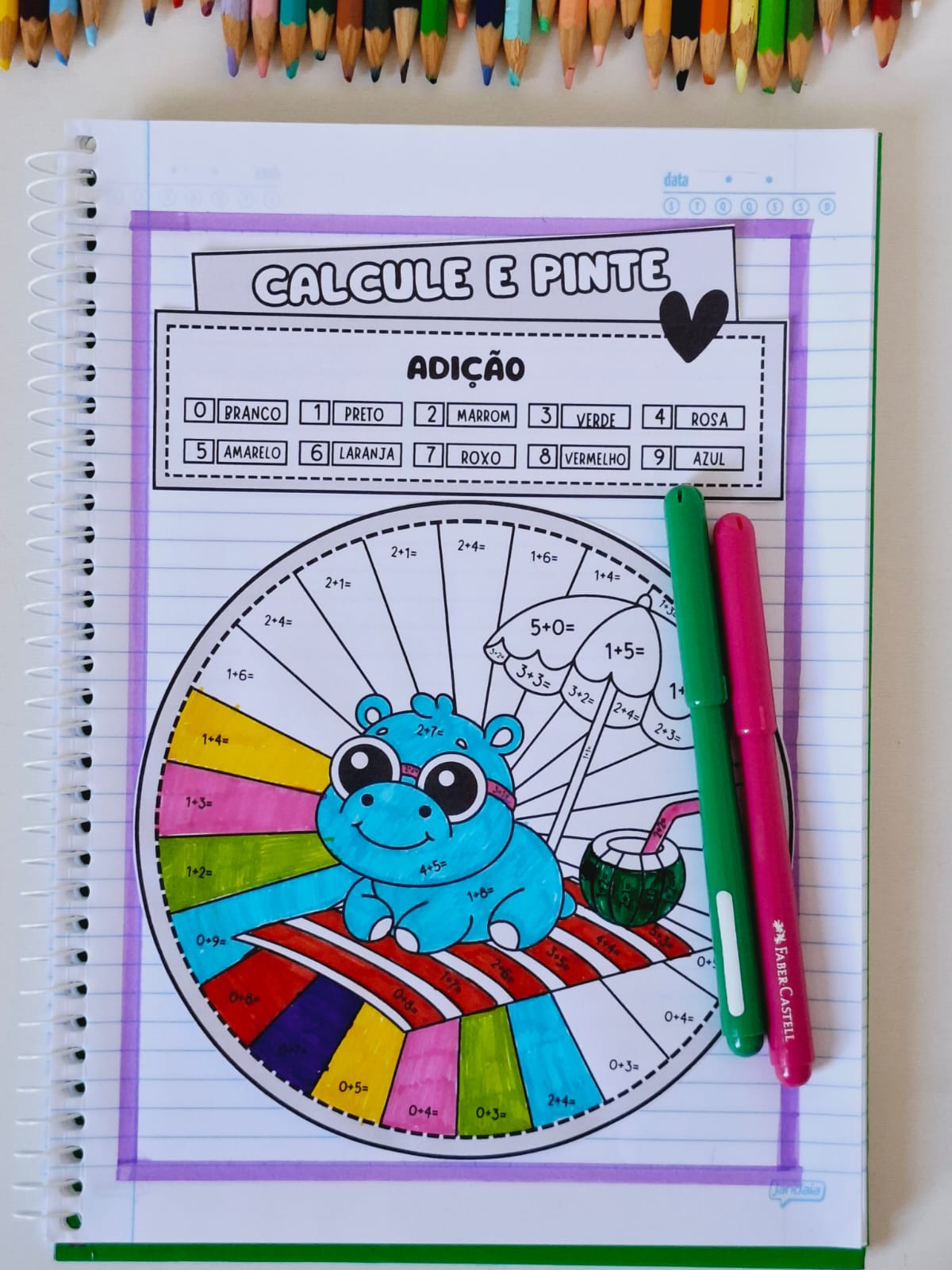 Calcule e pinte - Adição e subtração