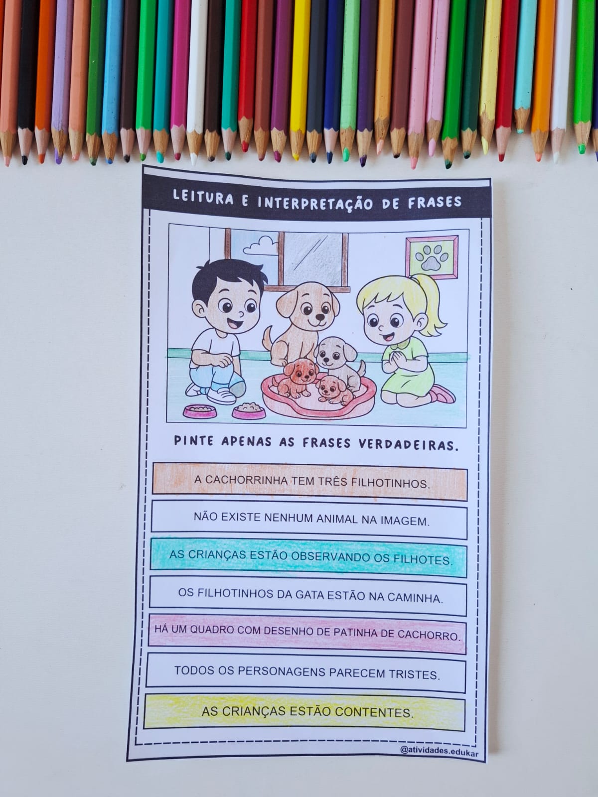 Leitura e interpretação de frases