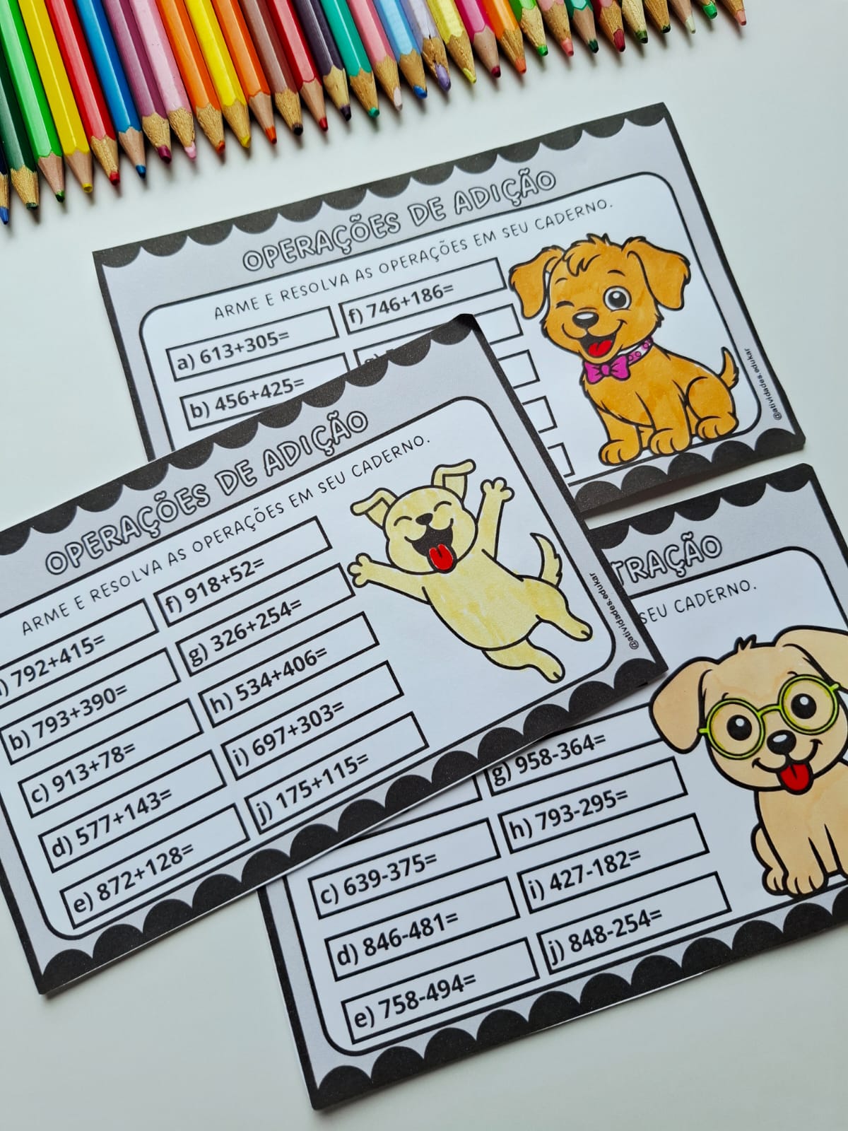 Operações adição e subtração- cachorrinhos