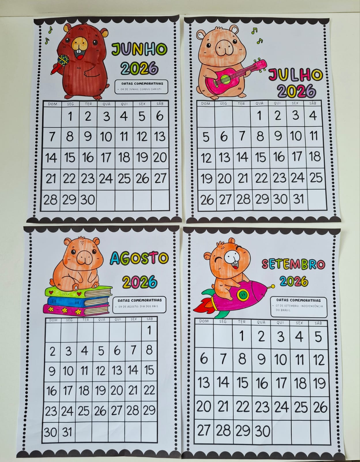 Calendário de parede para colorir 2026 - CAPIVARA - Imagem 3