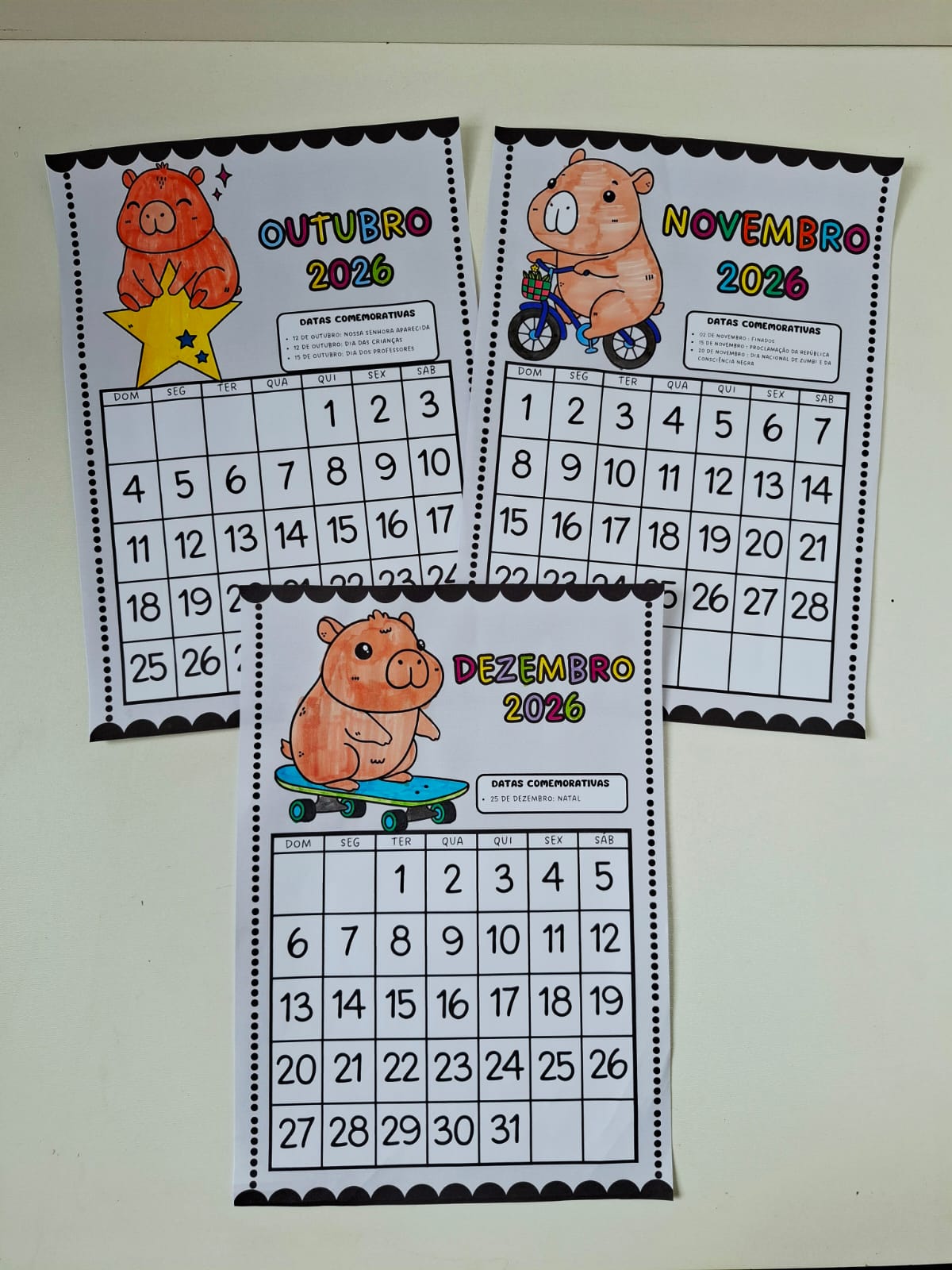 Calendário de parede para colorir 2026 - CAPIVARA - Imagem 4