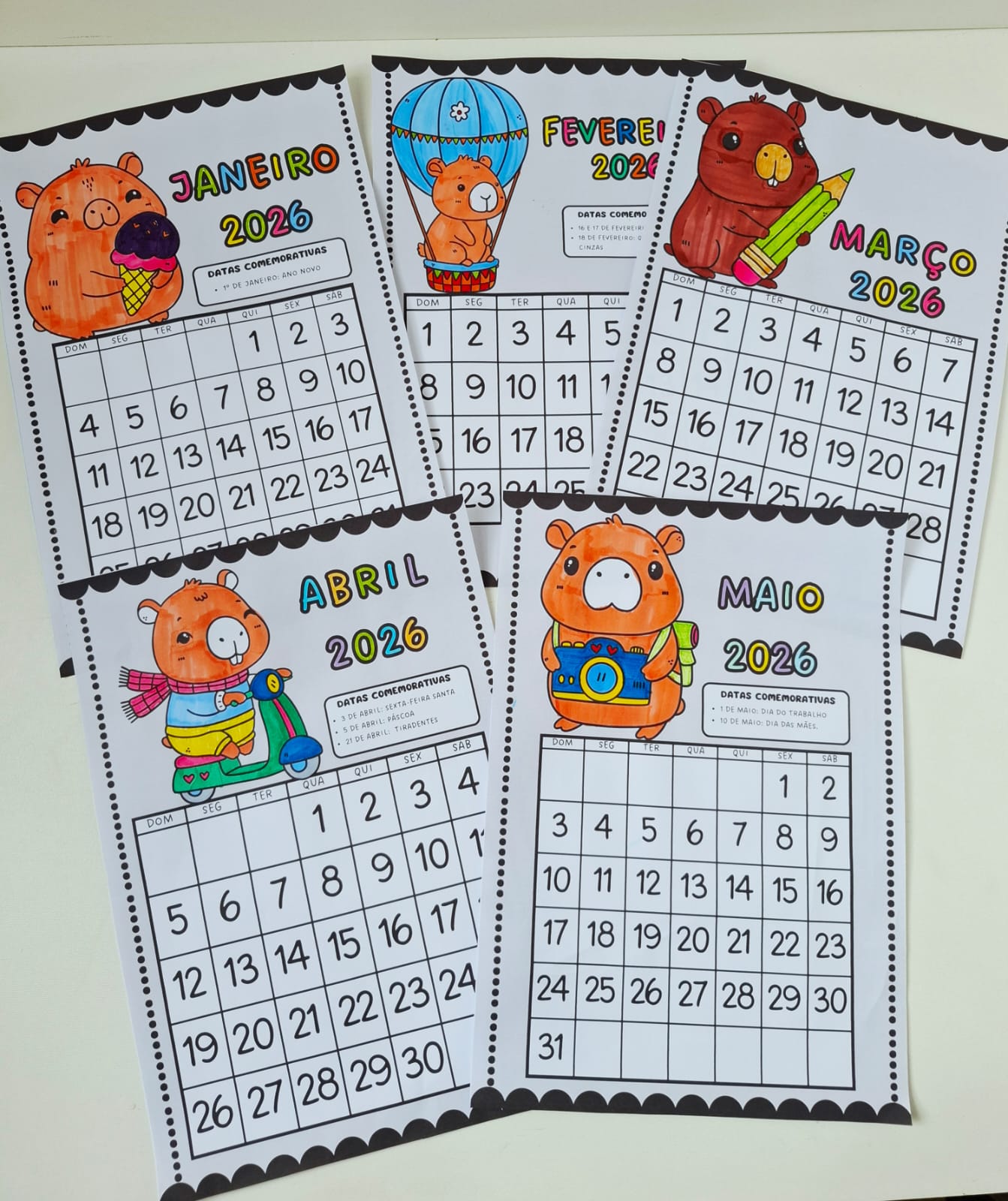 Calendário de parede para colorir 2026 - CAPIVARA - Imagem 6