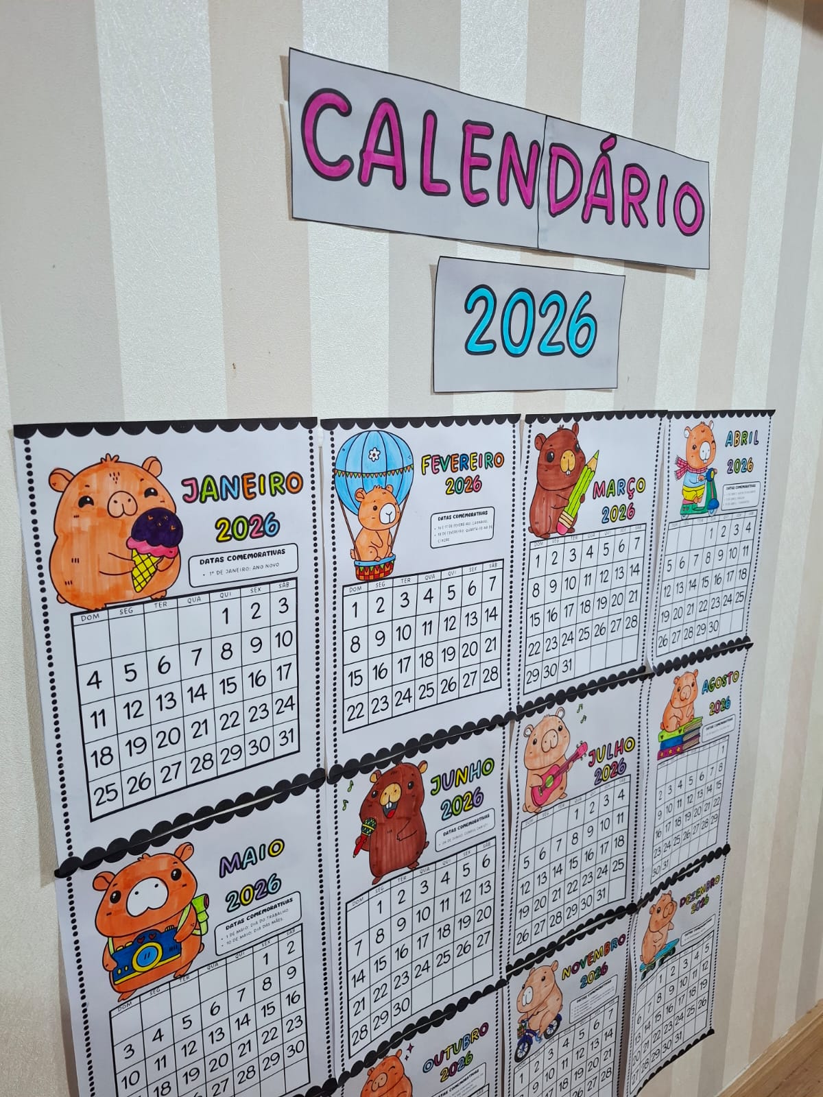 Calendário de parede para colorir 2026 - CAPIVARA - Imagem 7