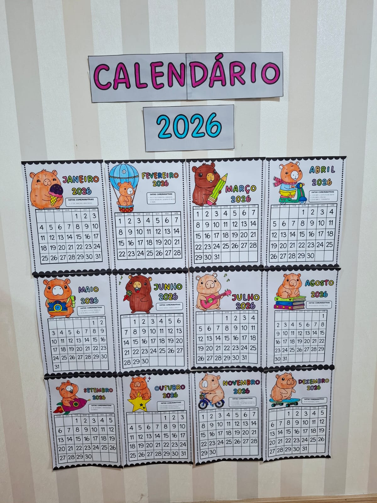 Calendário de parede para colorir 2026 - CAPIVARA - Imagem 8