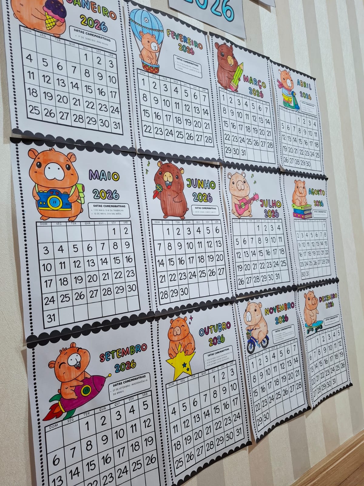 Calendário de parede para colorir 2026 - CAPIVARA - Imagem 9