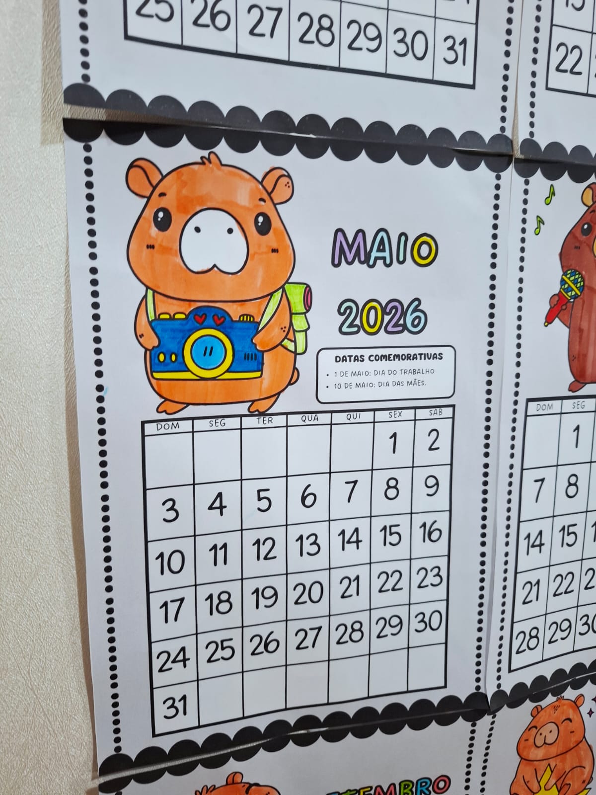 Calendário de parede para colorir 2026 - CAPIVARA - Imagem 10