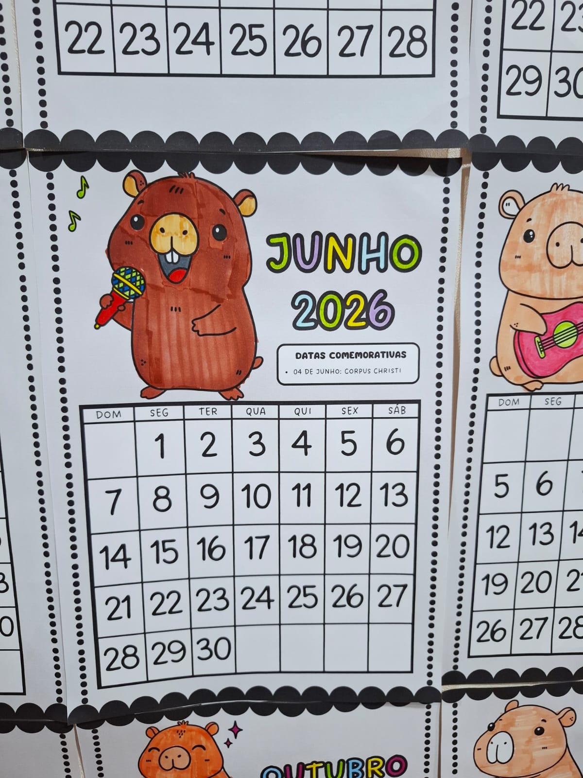 Calendário de parede para colorir 2026 - CAPIVARA - Imagem 11