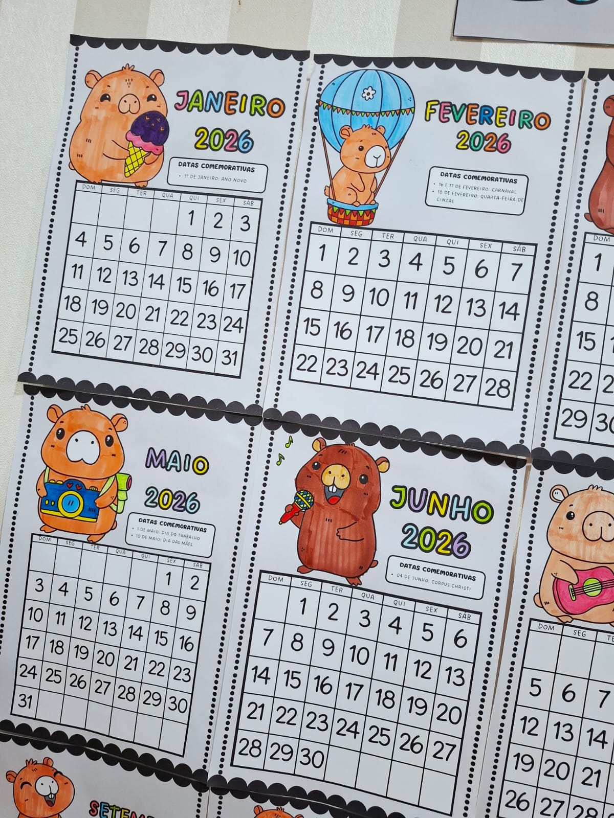 Calendário de parede para colorir 2026 - CAPIVARA - Imagem 12