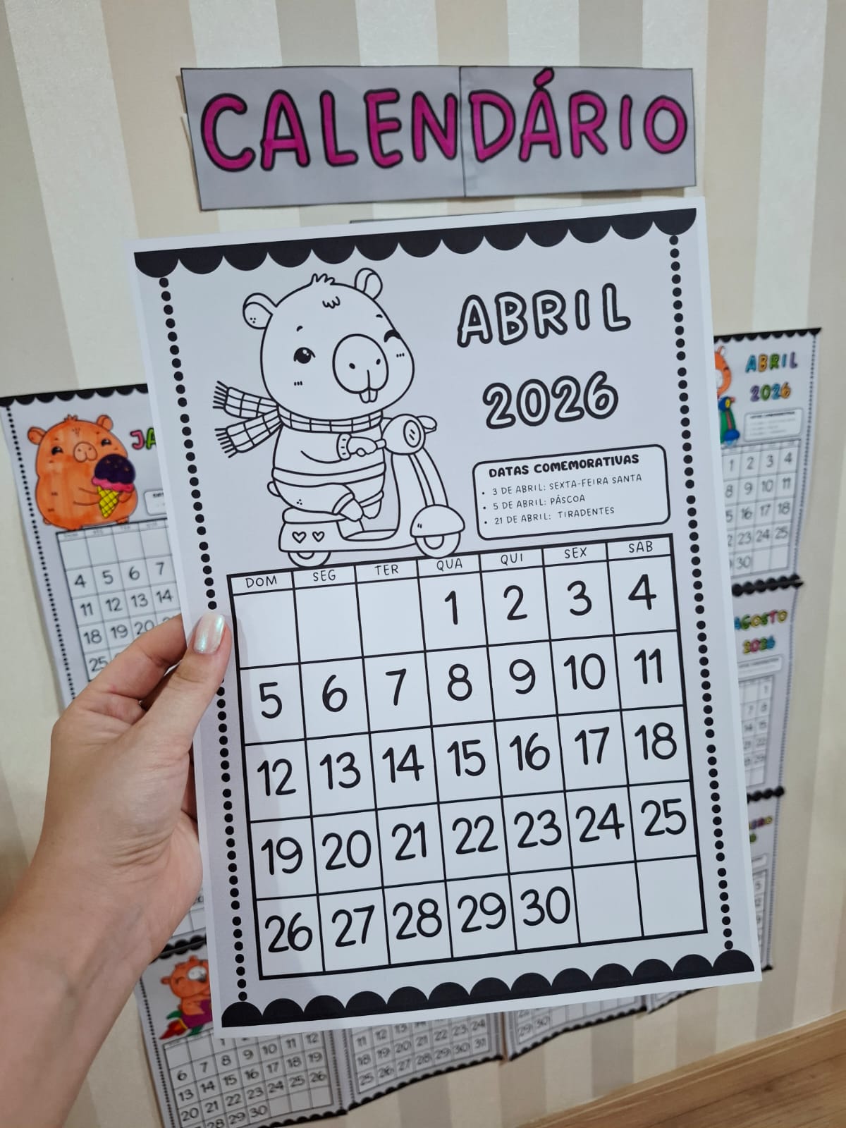 Calendário de parede para colorir 2026 - CAPIVARA - Imagem 2