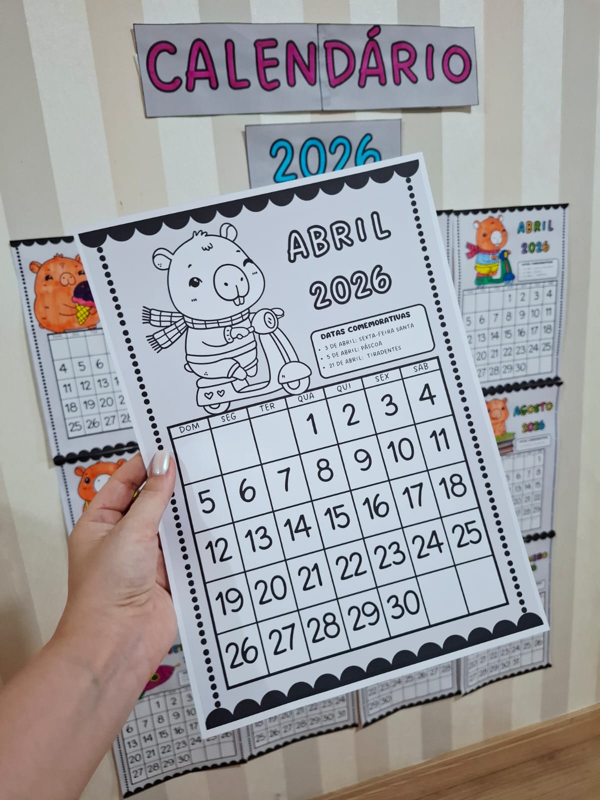 Calendário de parede para colorir 2026 - CAPIVARA - Imagem 13