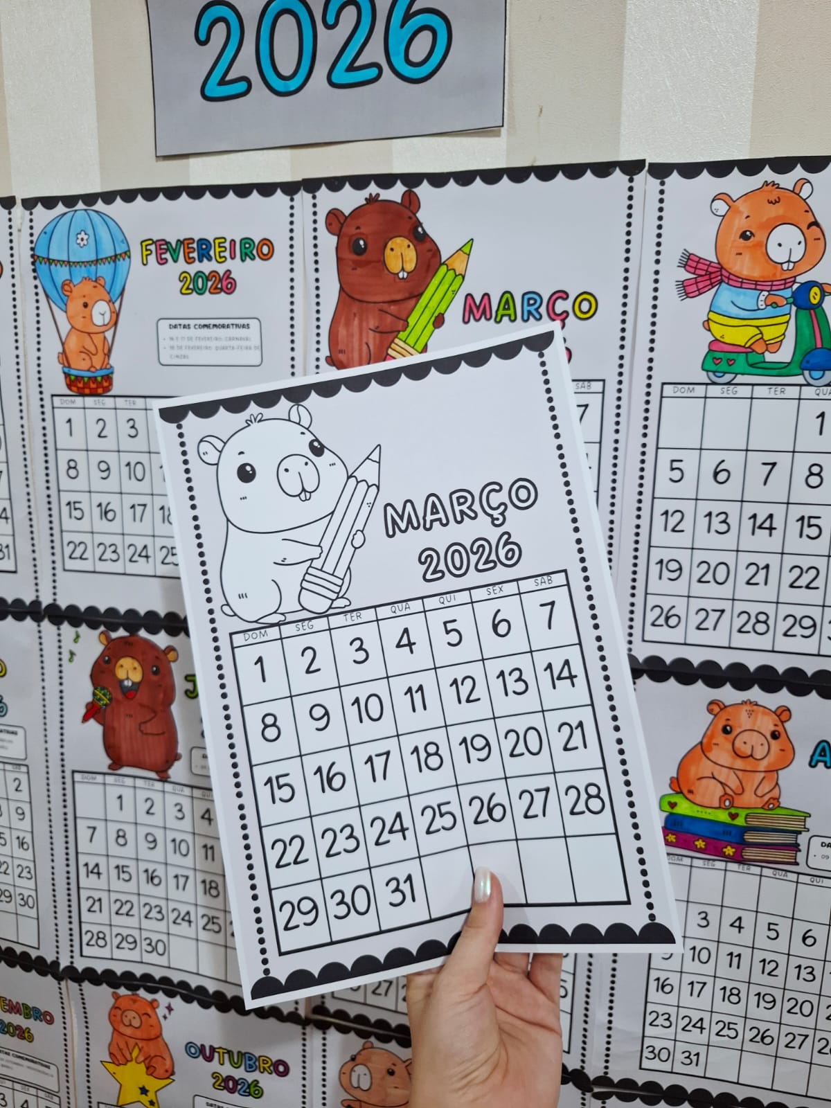 Calendário de parede para colorir 2026 - CAPIVARA - Imagem 14