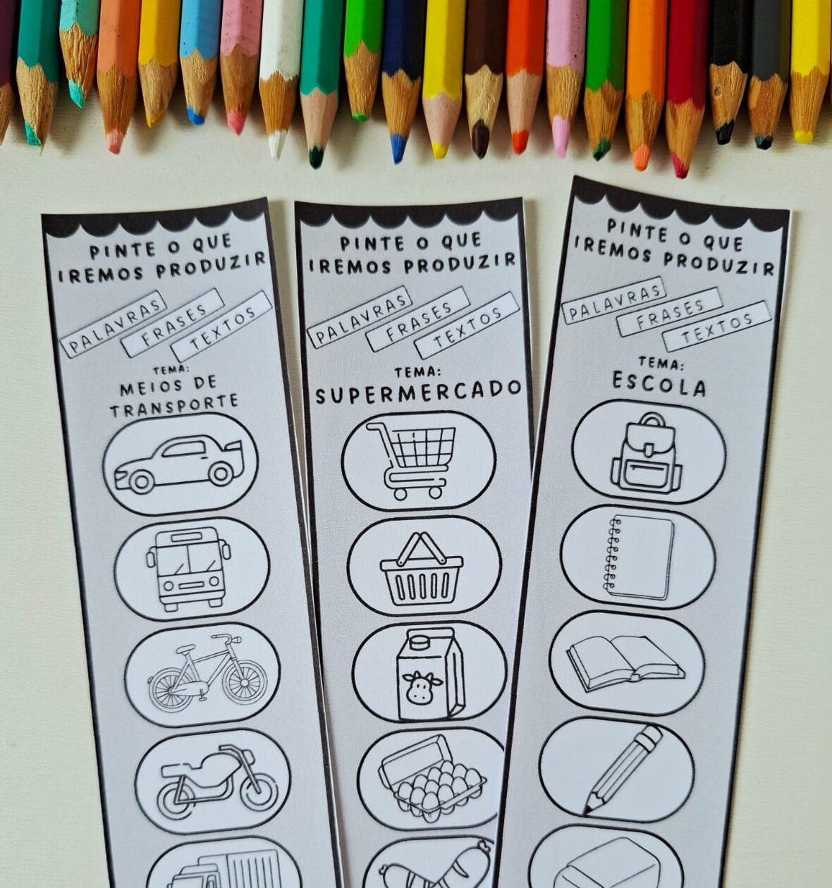 Tirinhas para palavras, frases ou textos
